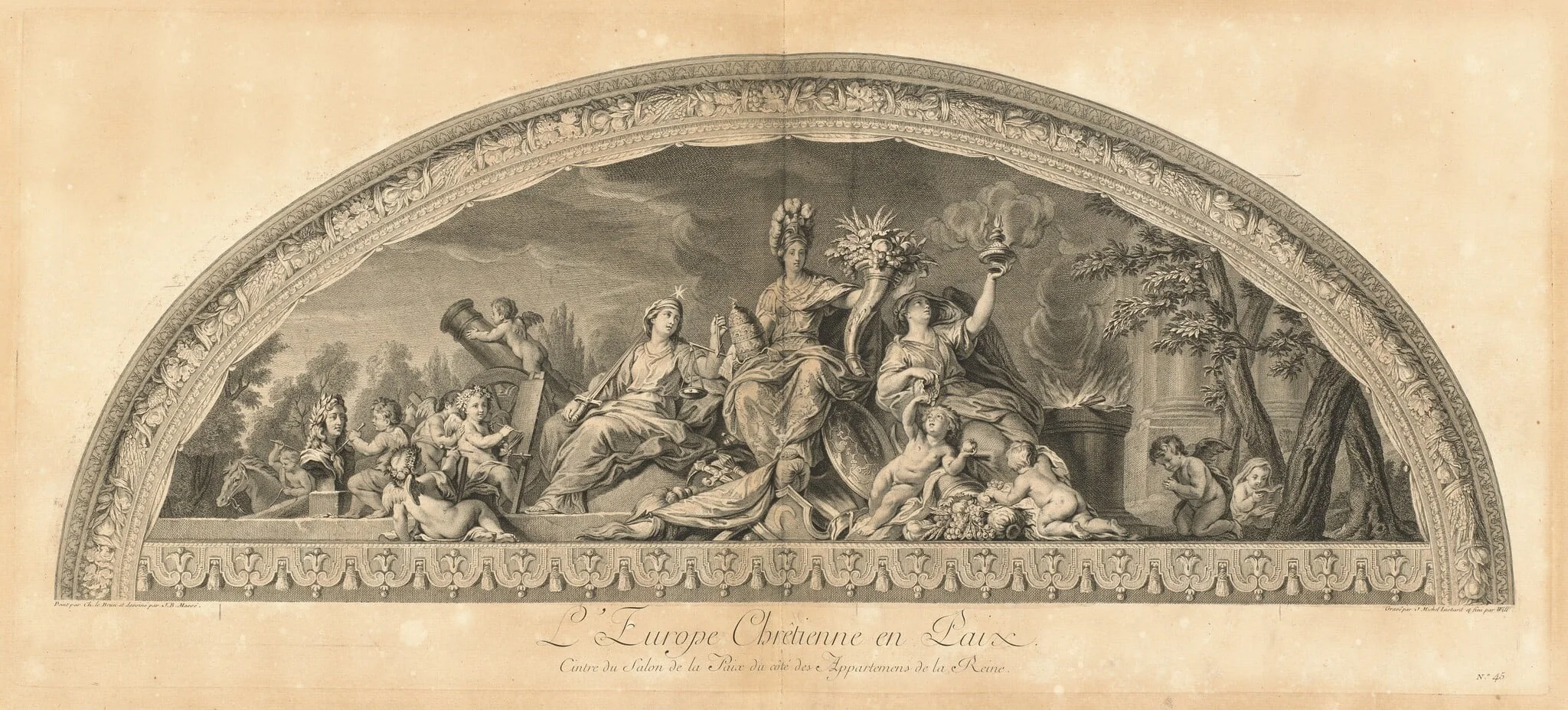 L'Europe Chrêtienne en Paix Cintre du Salon de la Paix du côté des appartemens de la Reine (Christian Europe in Peace, Center of the Salon of Peace next to the Queen's Chambers) [pl. 45], detail