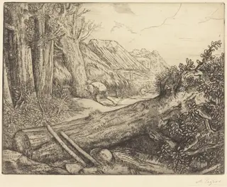 At the Home of the Woodcutters (Chez les bucherons), by Alphonse Legros, ink, 1874