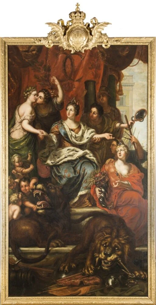 Allegori över konung Karl XI:s fredliga regeringr, detail