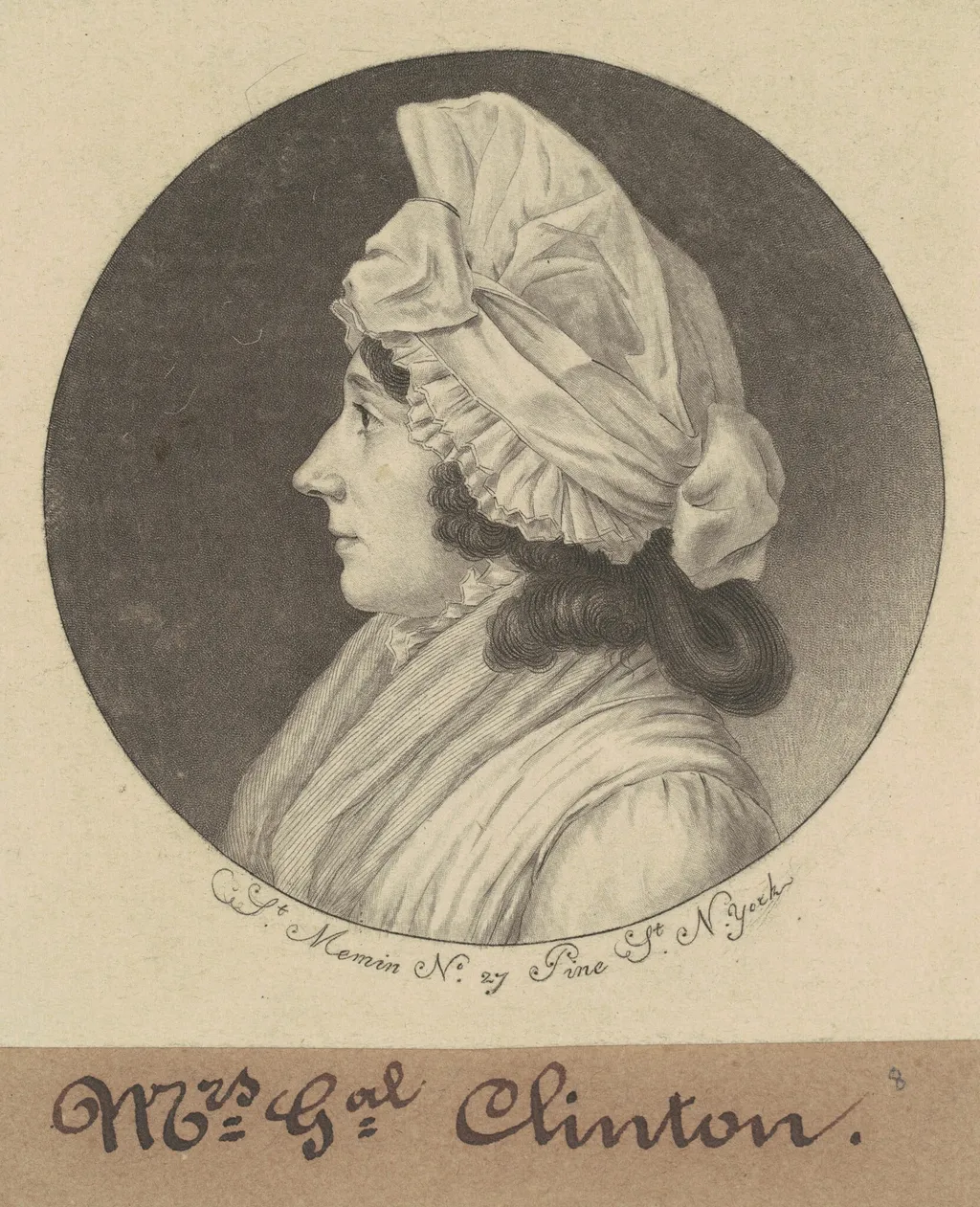 Mary Little Gray Clinton, by Charles B. J. Févret de Saint-Mémin, ink, 1798
