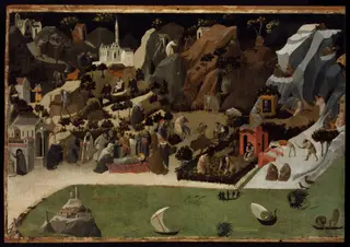Scenes from the Lives of the Desert Fathers (Thebaid), by Fra Angelico, tempera, 1420