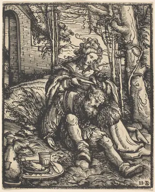 Samson and Delilah, by Hans Burgkmair I, ink, 1519