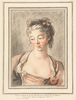 Bust of a Young Woman Looking Down, by Louis-Marin Bonnet, chalk, 1773