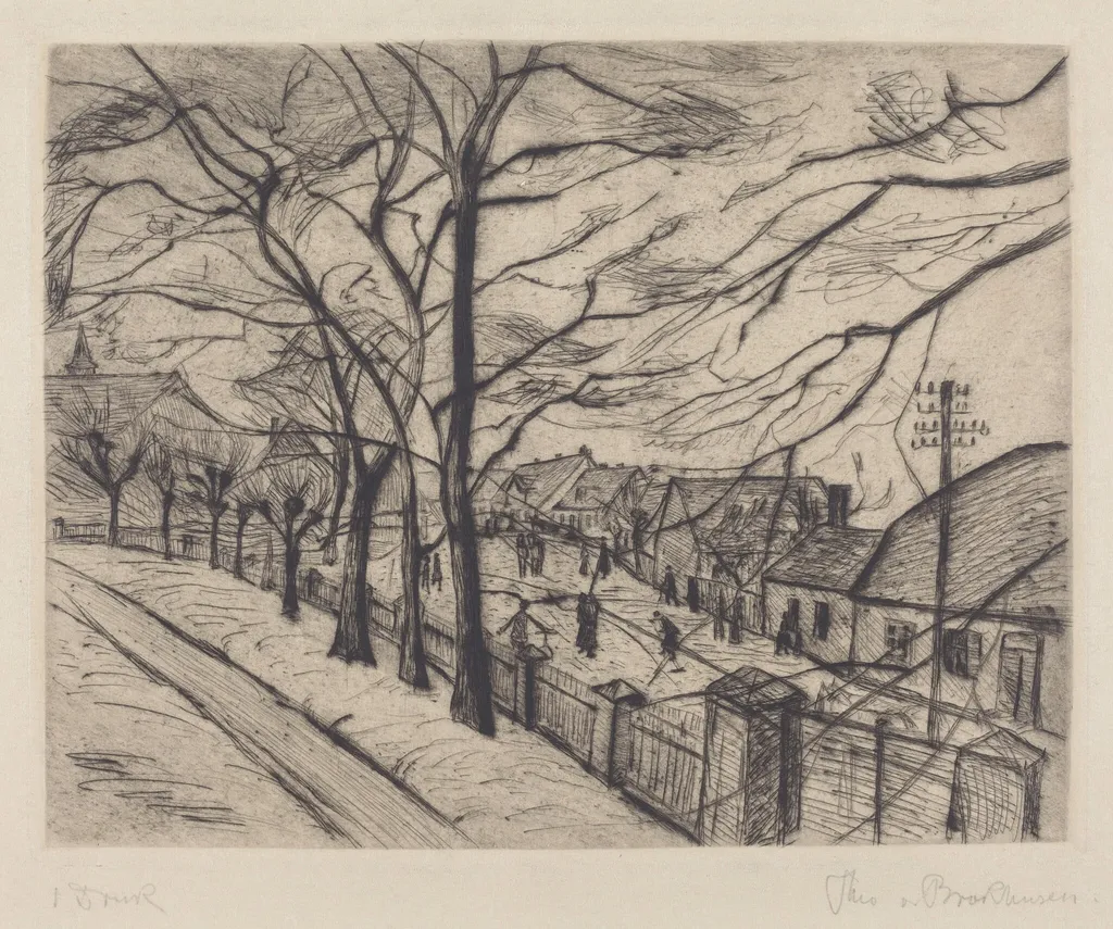 Landscape, by Theo von Brockhusen, ink, 1900