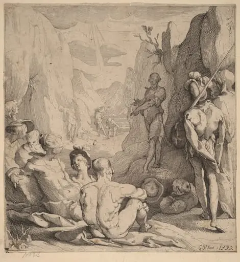 John the Baptist, Preaching, by Gerrit Pietersz Sweelinck, ink, 1593