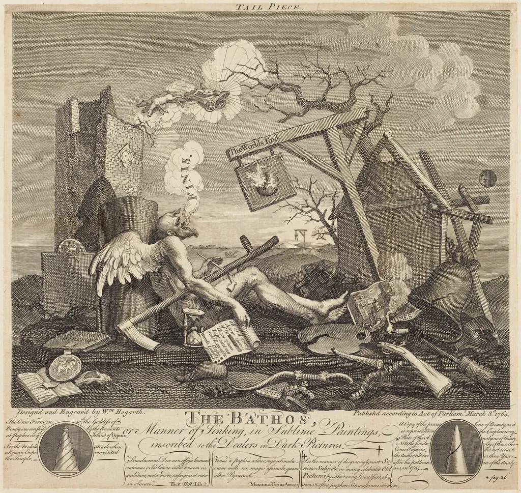 Tailpiece, or The Bathos, by William Hogarth, ink, 1764