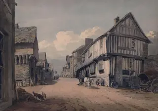 Looking up the High Street at Conway, by John Varley, watercolor, 1800