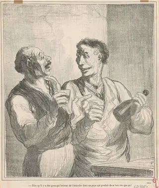 Dire qu'il y a des gens qui boivent de l'absinthe ..., by Honoré Daumier, ink, 1864