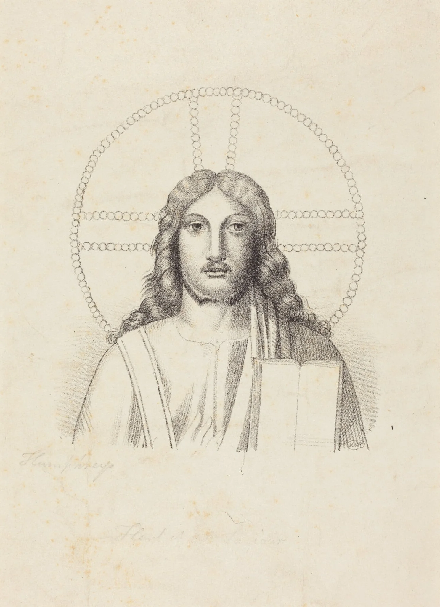 Head of Our Savior, from Arringhi's "Roma Subterranea", detail