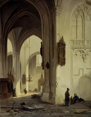 Church interior, by Bartholomeus van Hove, oil, 1844