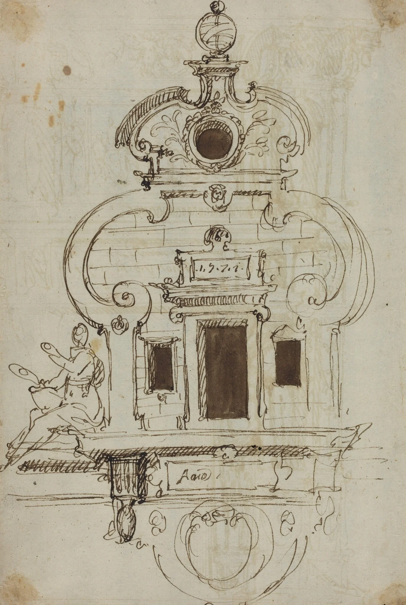 Wall Monument with an Armillary Sphere [verso], detail