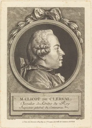 M. Clicot de Clerval, by Pierre Etienne Moitte, ink, 1751