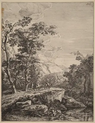 The Woman on the Hinny, by Jan Both, ink