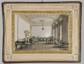 Widok wnętrza salonu, by Wincenty Kasprzycki, gouache, 1839