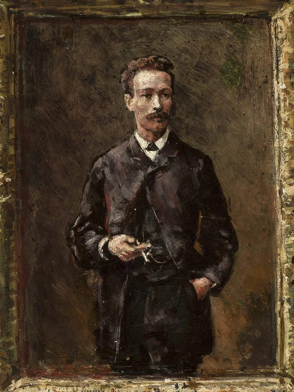 Portrait of Artur Gruszecki, sketch, by Aleksander Gierymski, oil, 1885