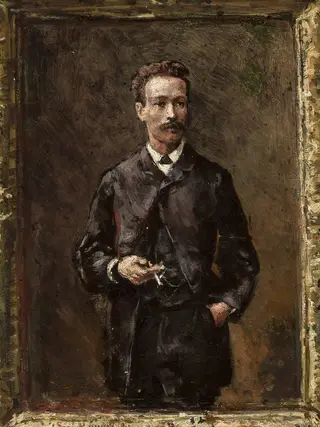 Portrait of Artur Gruszecki, sketch, by Aleksander Gierymski, oil, 1885