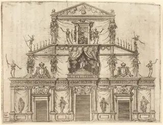 Façade of San Lorenzo, Florence, by Jacques Callot, ink, 1612