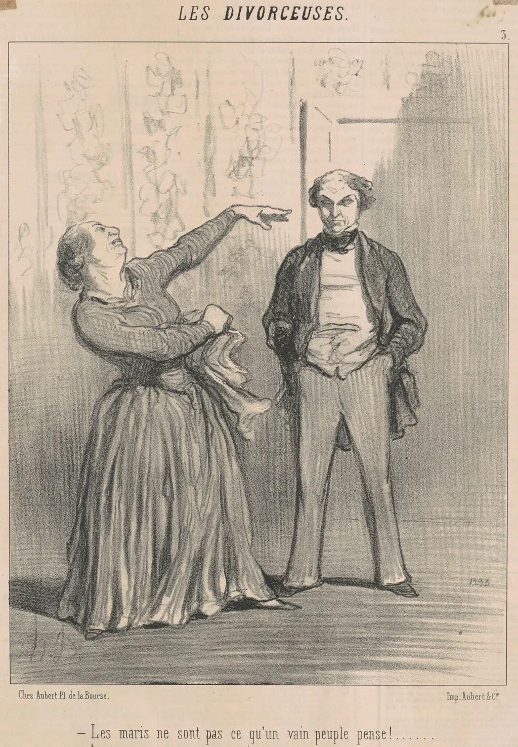 Les maris ne sont pas ce qu'un vain peuple pense!, by Honoré Daumier, ink, 1848