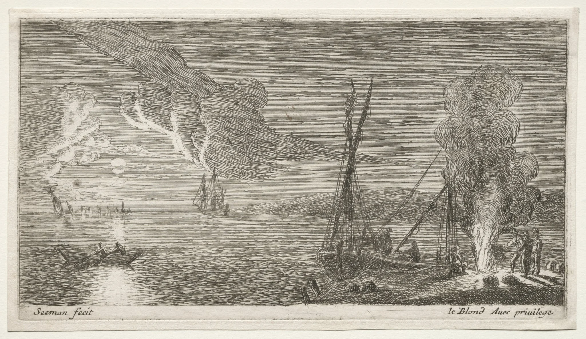 A Bonfire and Moonlight, detail