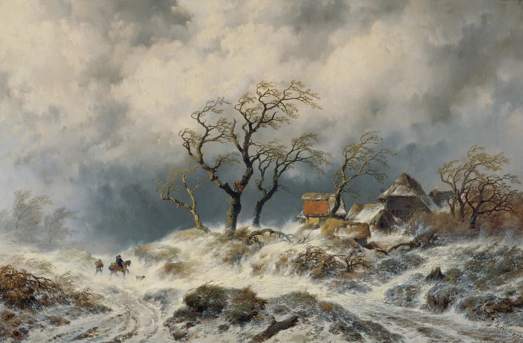 Holländische Winterlandschaft (Schneewehen), by Remigius Adrianus Haanen, oil, 1870