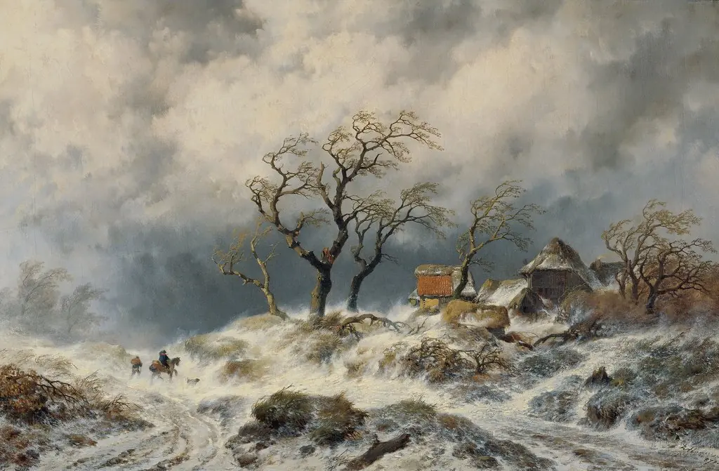 Holländische Winterlandschaft (Schneewehen), by Remigius Adrianus Haanen, oil, 1870