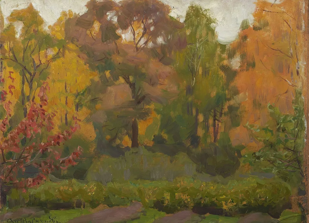 autumn motive, by Apollinary Vasnetsov, oil, 1904