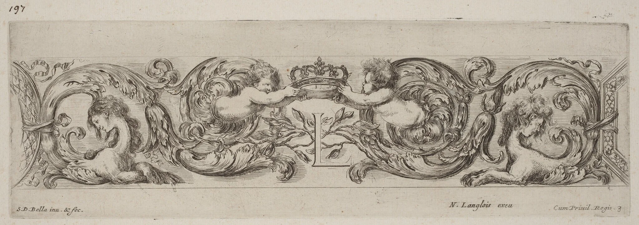Ornamental Frieze with Letter L (Louis XIV), detail