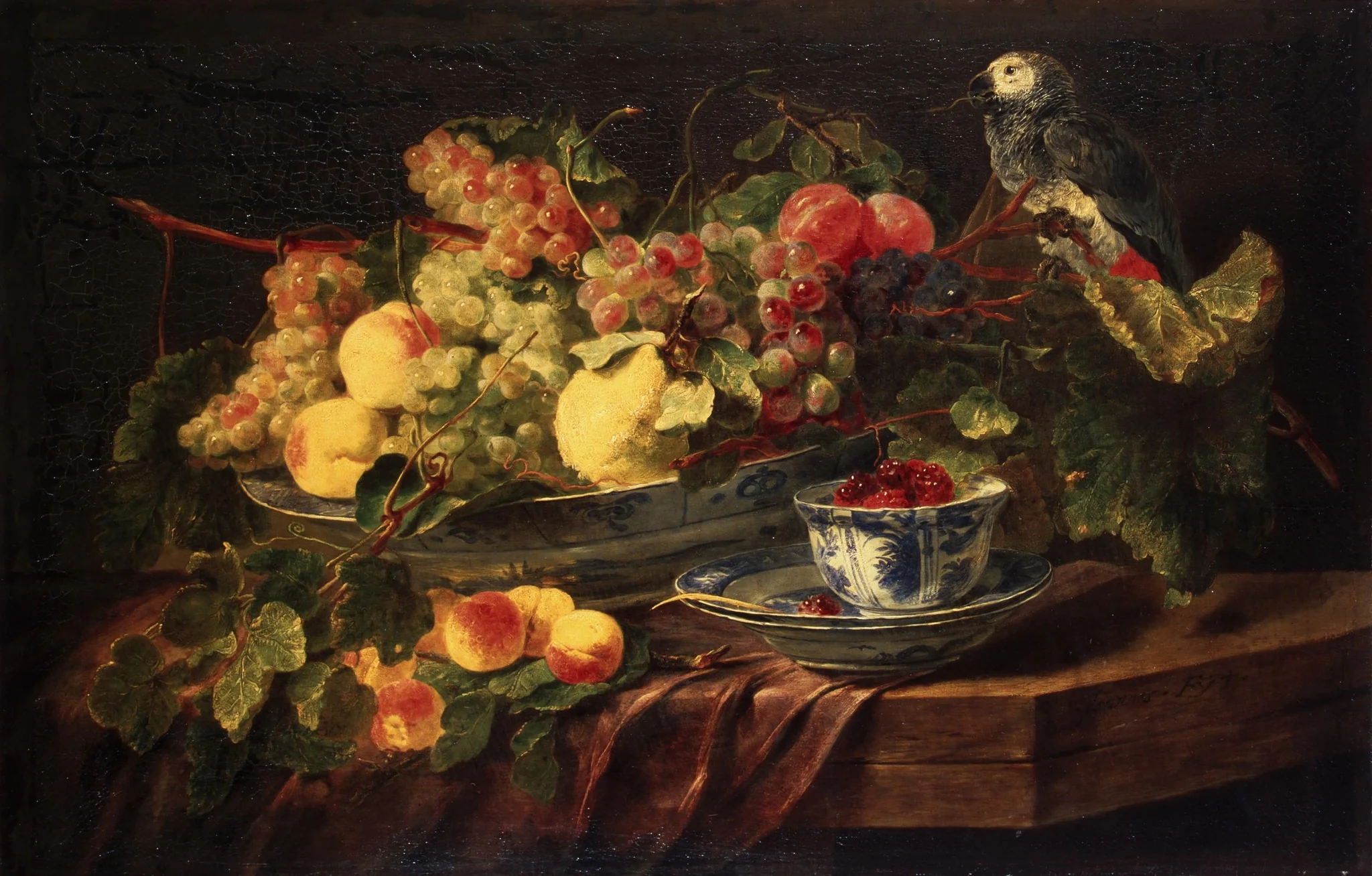 Still Life with Fruit and Parrot, detail