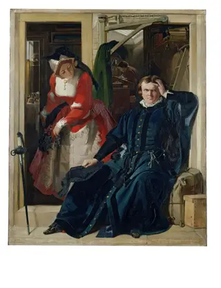Scene from Ben Jonson's <font -i>Every Man in His Humour</font -i> (Act II, Scene I), by Daniel Maclise, oil, 1848