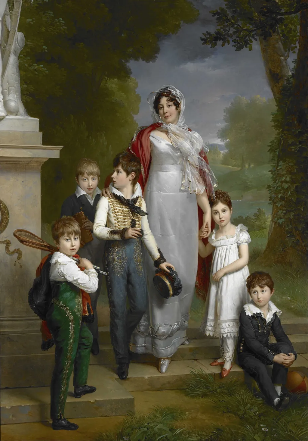 Portrait of Louise-Antoinette-Scholastique Guéhéneuc, Madame la Maréchale Lannes, Duchesse de Montebello, with her Children, by François Gérard, oil, 1814