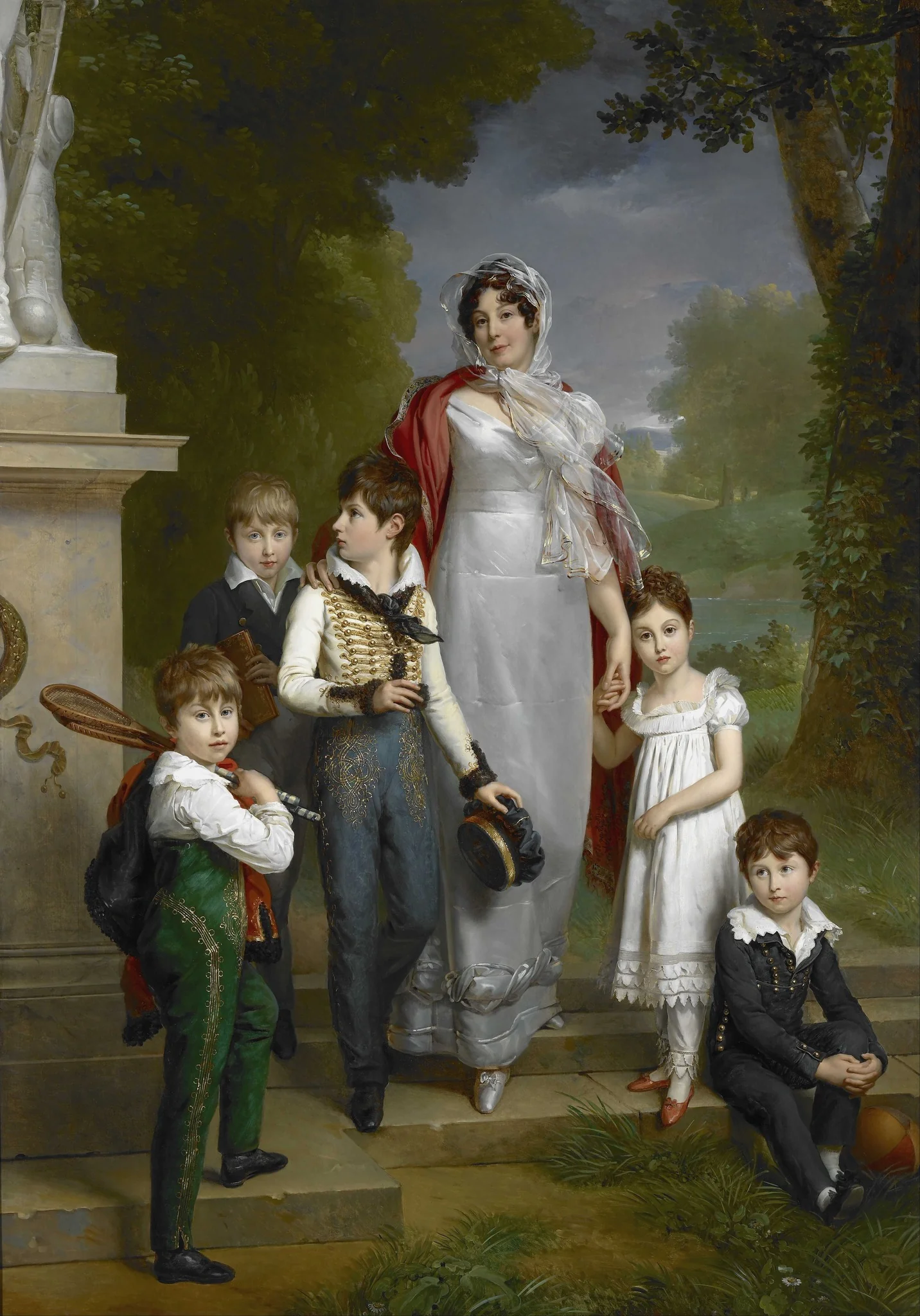 Portrait of Louise-Antoinette-Scholastique Guéhéneuc, Madame la Maréchale Lannes, Duchesse de Montebello, with her Children, detail