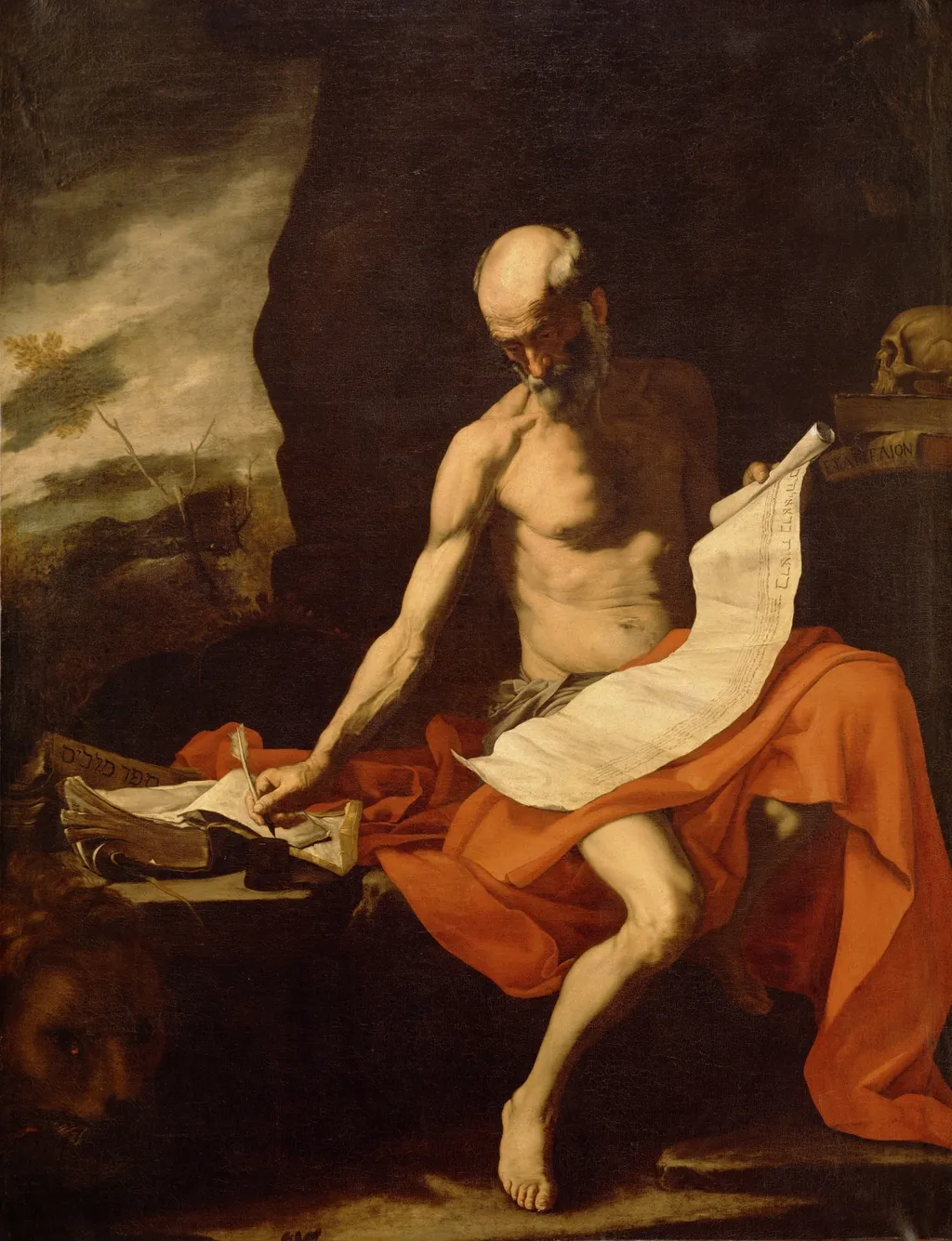 Saint Jerome in the Wilderness, by Jusepe de Ribera, oil, 1645