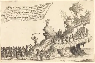 The Float of Mount Parnassus, by Jacques Callot, ink, 1616