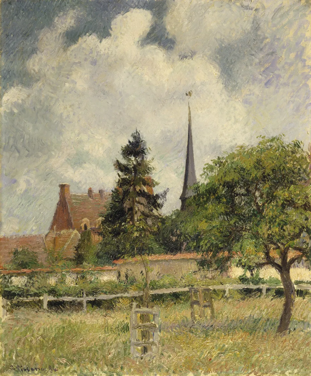 The Church at Eragny, by Camille Pissarro, oil, 1892