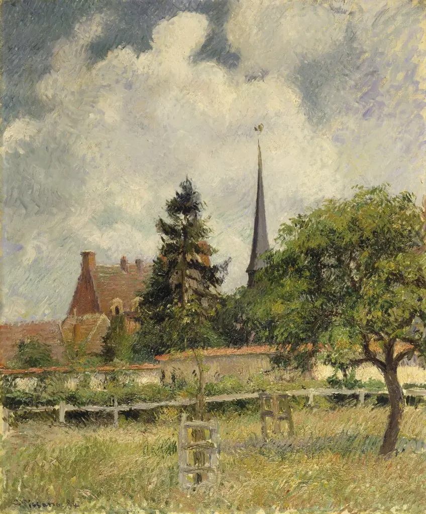 The Church at Eragny, by Camille Pissarro, oil, 1892