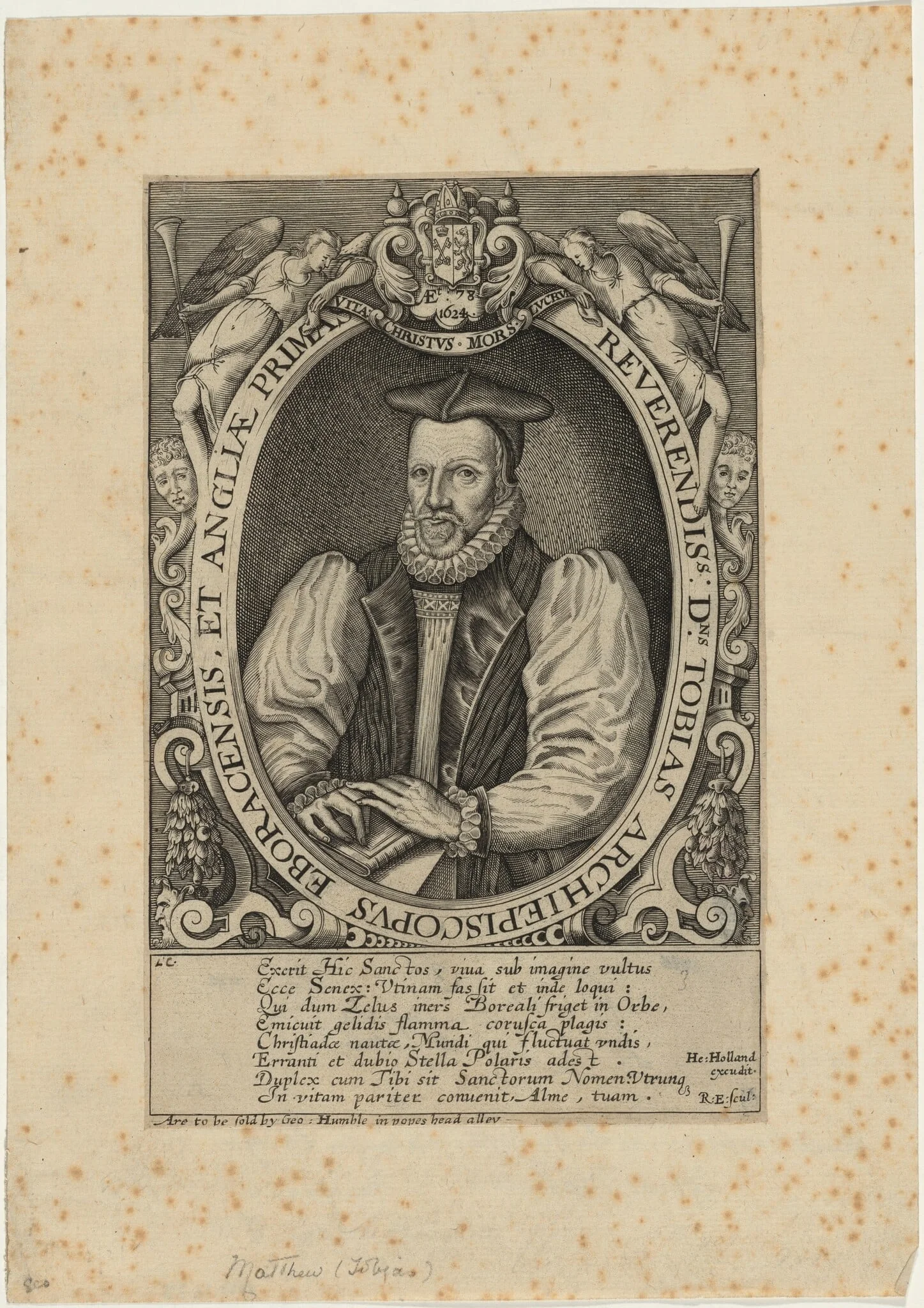Tobias Matthew, D.D., Archbishop of York, detail