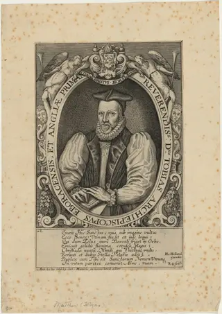 Tobias Matthew, D.D., Archbishop of York, by Renold Elstrack, ink, 1598