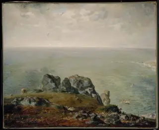 Cliffs at Gruchy, by Jean François Millet, oil, 1854