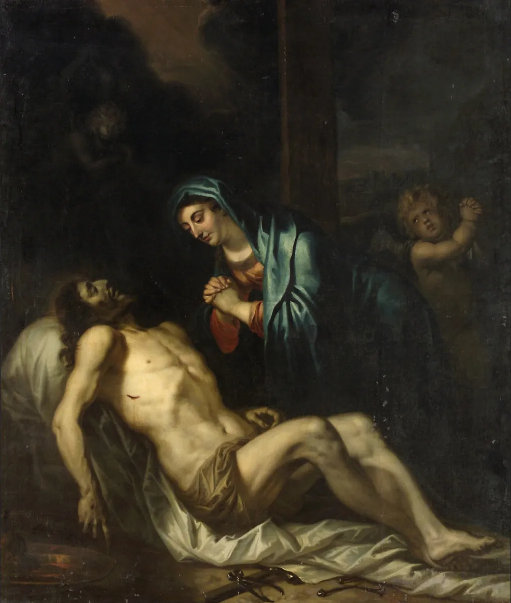 The lamentation over the dead Christ, by Jan Thomas van Ieperen, oil, 1661