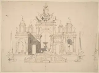 Study for "The Seconda Macchina for the Chinea of 1754: An Allegory of Waterworks", by Paolo Posi, ink, 1754