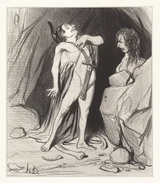 Oedipe chez le Sphinx, by Honoré Daumier, ink, 1842