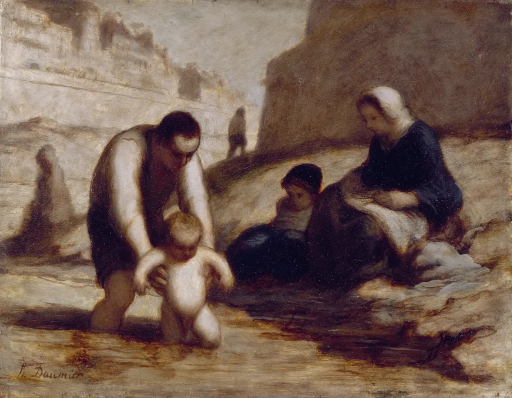 The First Bath, by Honoré Daumier, unspecified, 1853