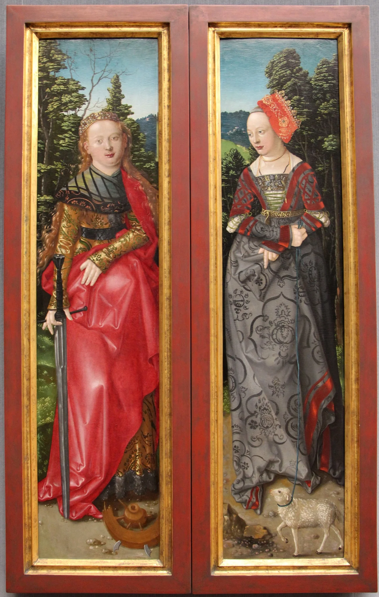 Der Dreikönigsaltar Außentafeln: Die Heiligen Katharina und Agnes, detail