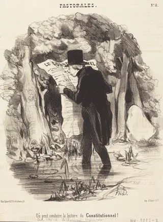 Ou peut conduire la lecture du Constitutionnel!, by Honoré Daumier, ink, 1845