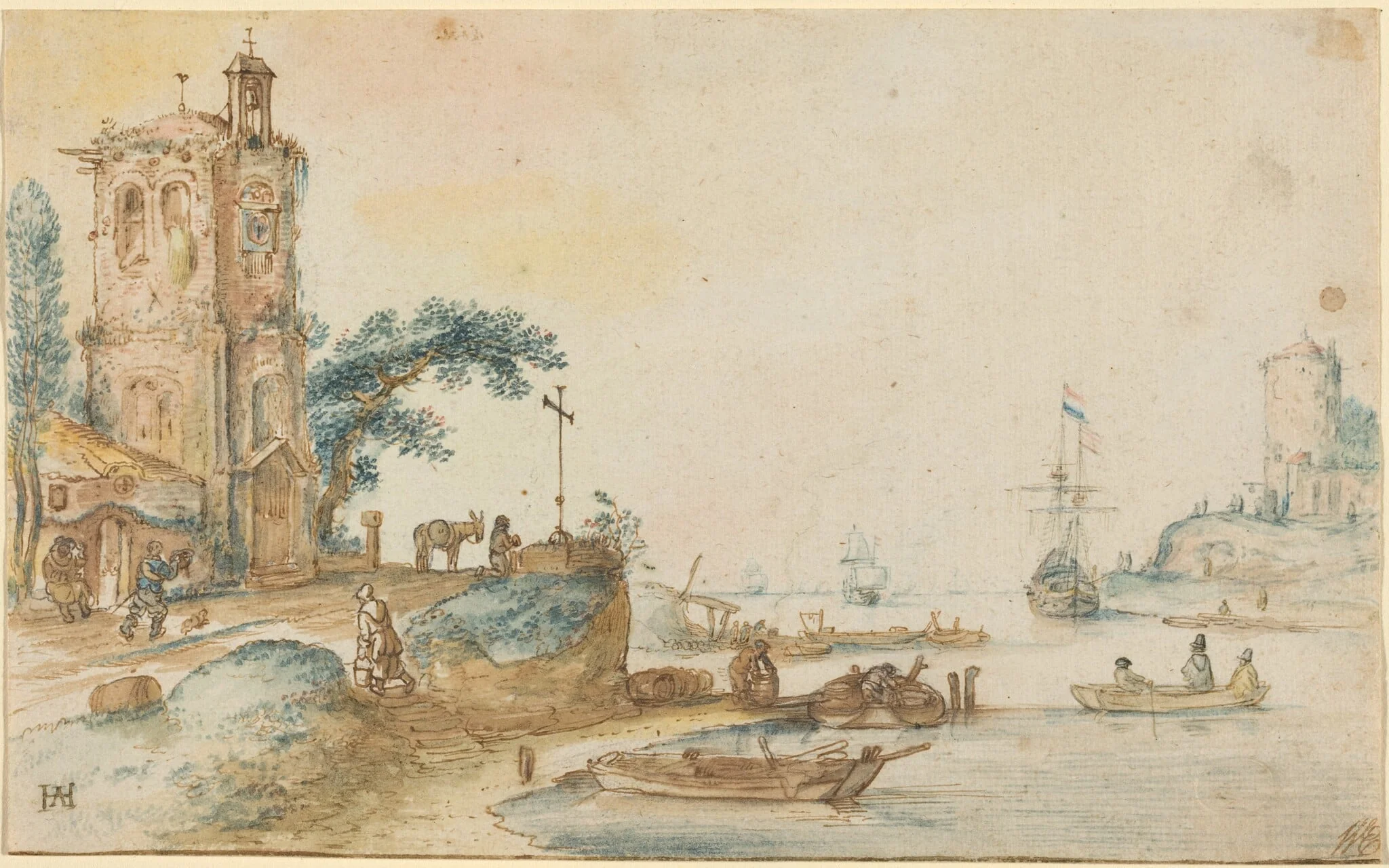 Scene with a Tower to the Left, detail