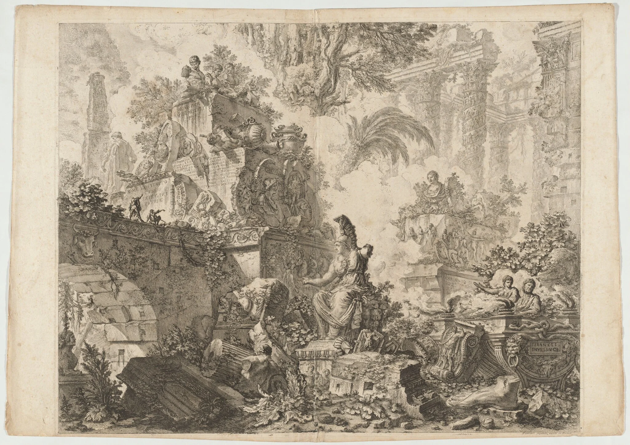 Frontispiece, with Statue of Minerva, detail