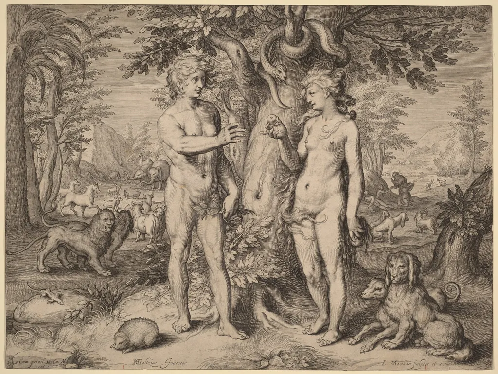 The Fall of Man, by Jacob Matham, ink, 1606