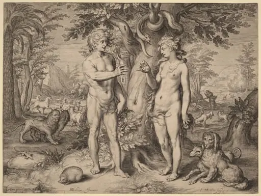 The Fall of Man, by Jacob Matham, ink, 1606