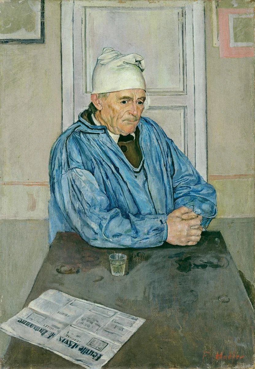 Bildnis Emile Borgeaud (?). Müller am Tisch, detail