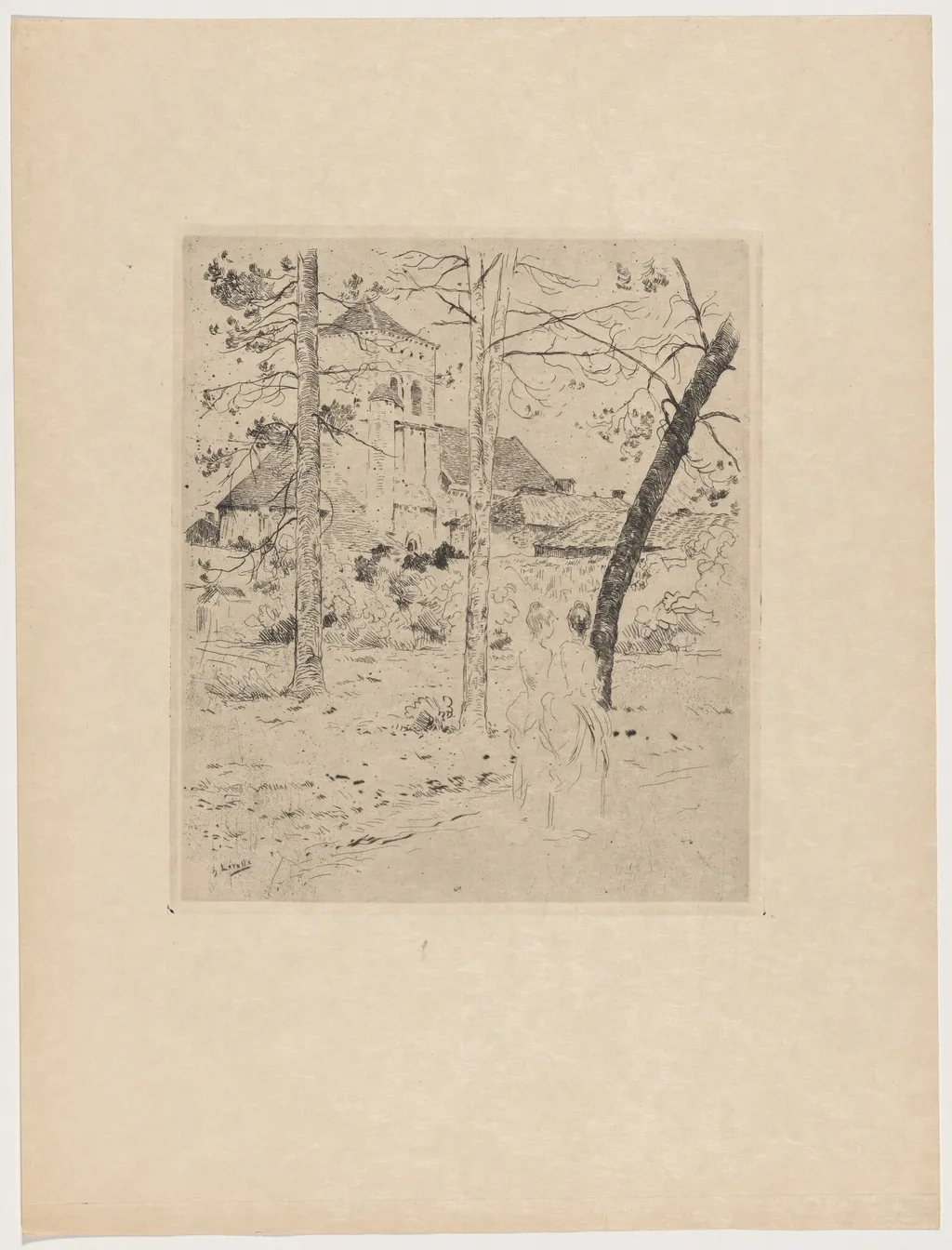 Promenade, by Henri Lerolle, ink, 1895